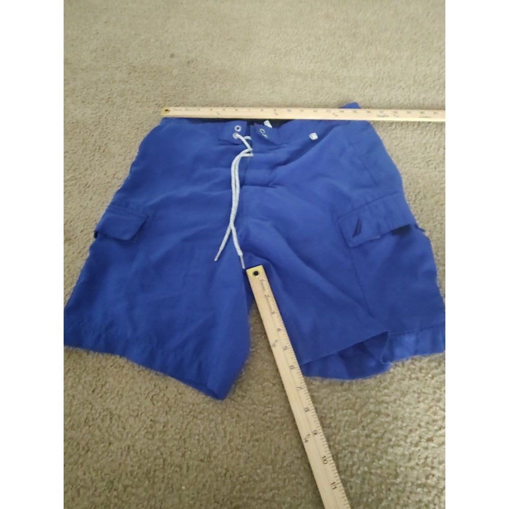 Nautica Board Shorts Men 32 Blue Excellent Cargo Pocket Lace Up Swim Trunks
